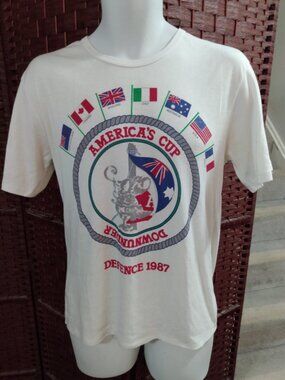 Vintage 1987 America's Cup T Shirt Sailing Australia Size 18 Adult Medium 80s